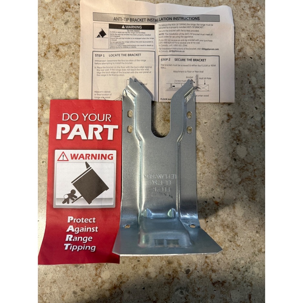 GE Appliances Range Anti-Tip Bracket with Instructions Safety‎ Kit Steel